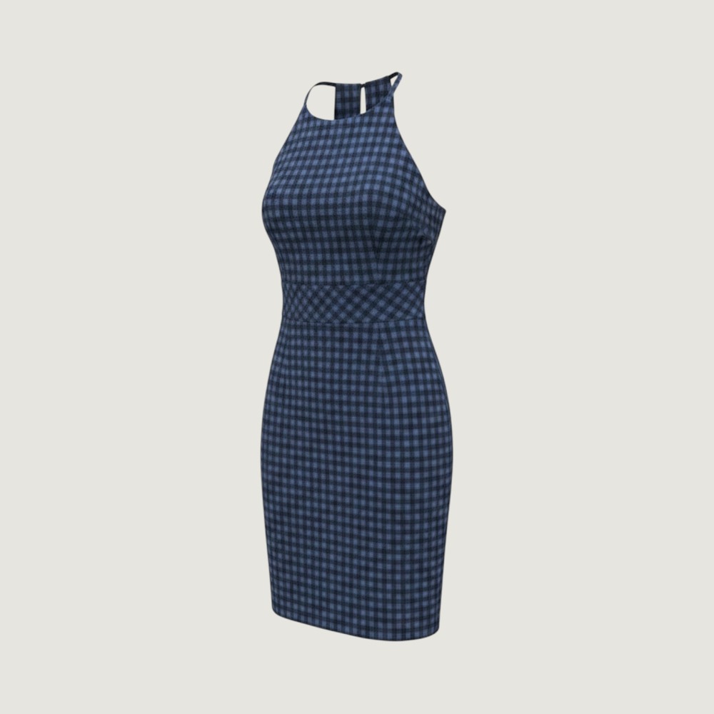 Banana Republic Women's Petite Gingham Navy Fitted Dress Size 4P NWT